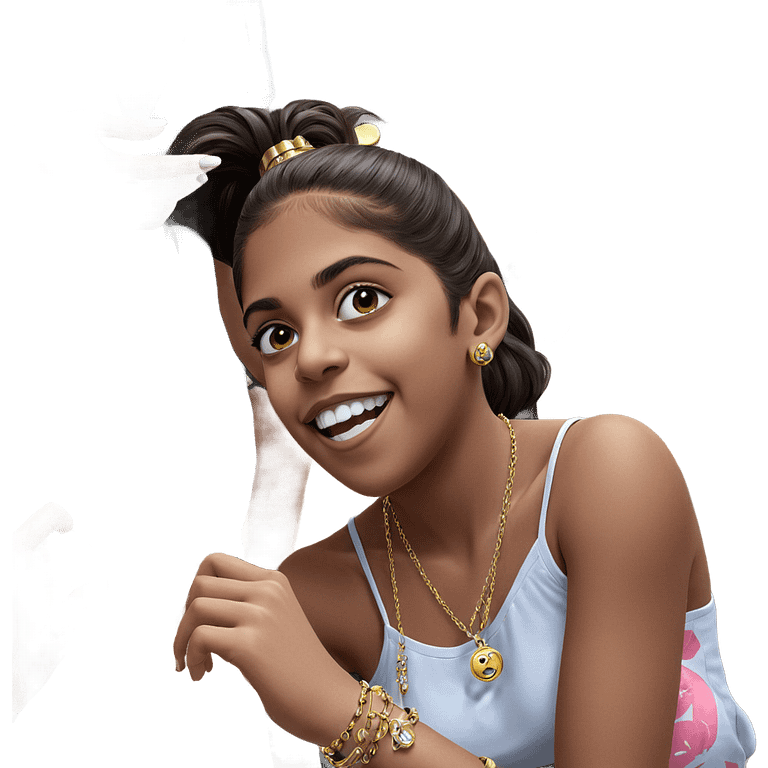 smiling girl with jewelry emoji