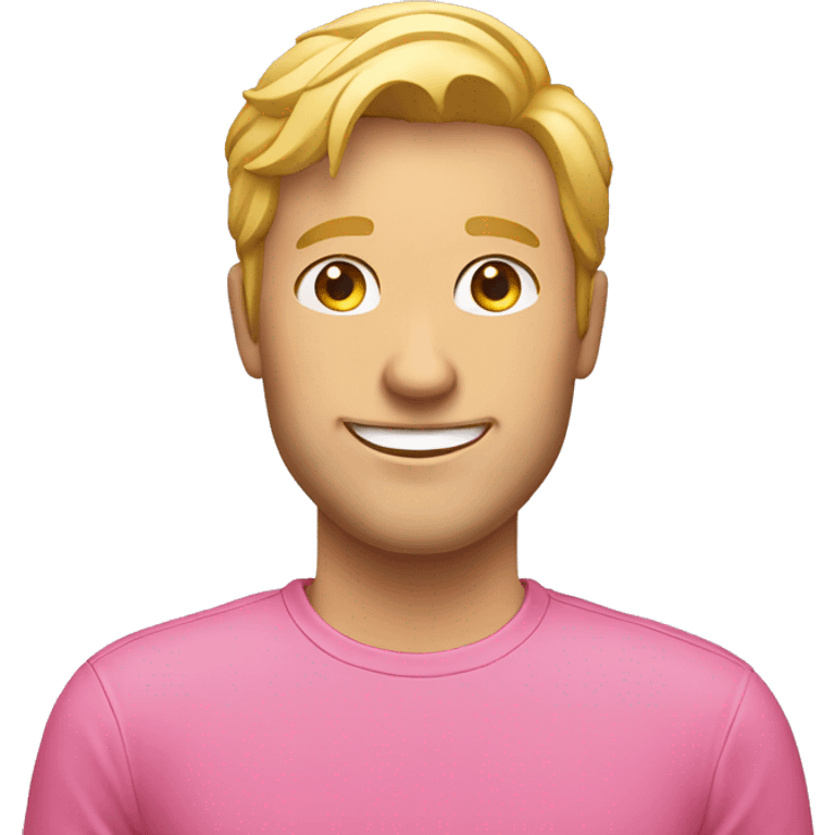 blonde smiling man pink shirt emoji