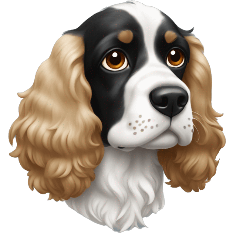 black and white cocker spaniel with nose spots emoji