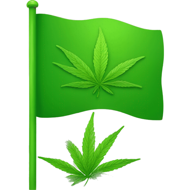 green flag with weed leaf  emoji