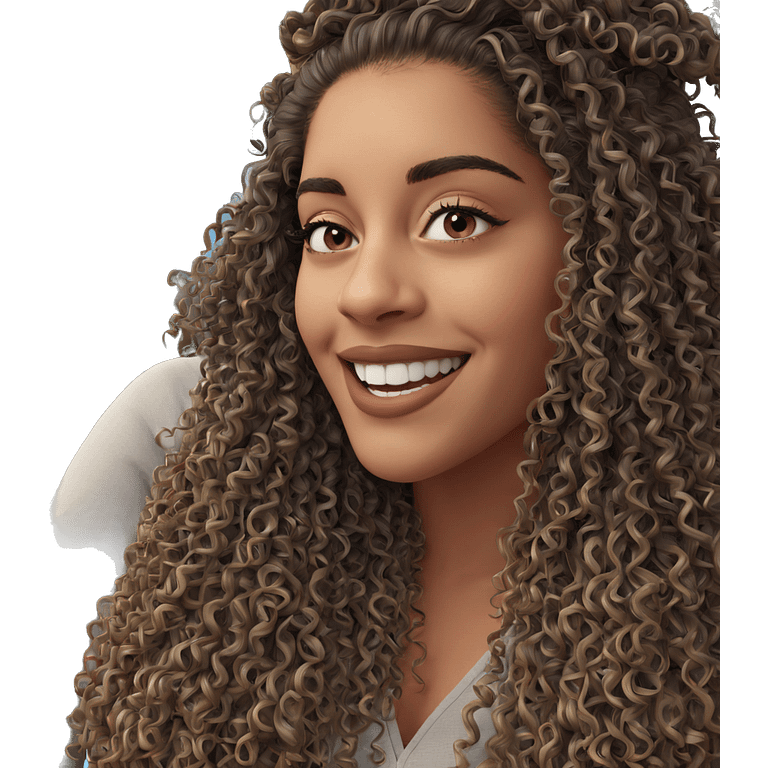 smiling girl with curly hair emoji