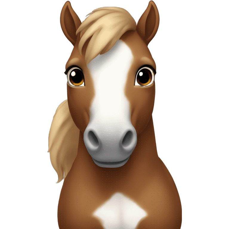 brown baby horse sitting up cute white ears and white muzzle emoji