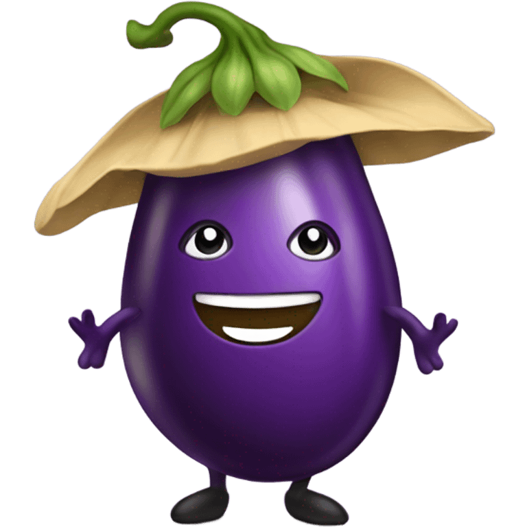 Eggplant with a hat emoji