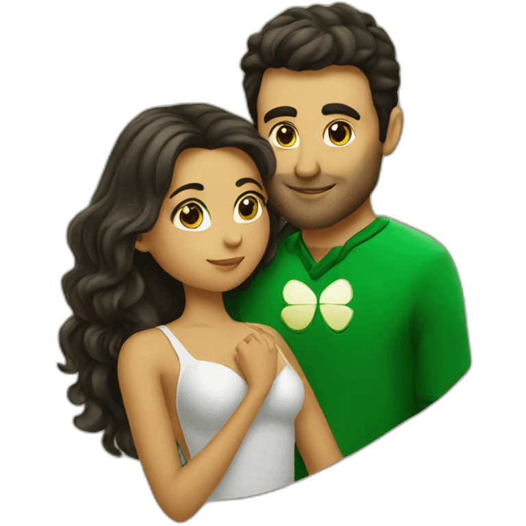 Brazilian girl kissing Irish guy emoji