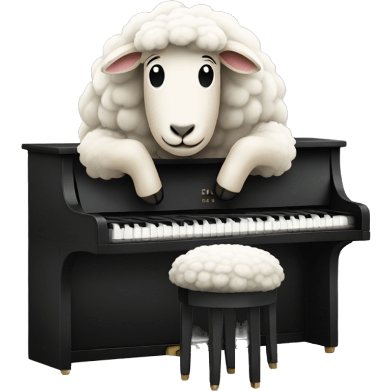 Sheep sitting in Front of a piano emoji