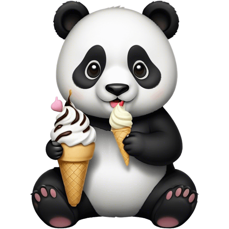 Panda eating ice cream emoji