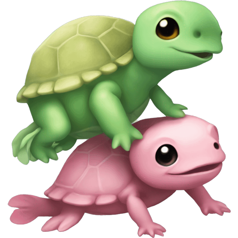 Axolotl and turtle friends emoji