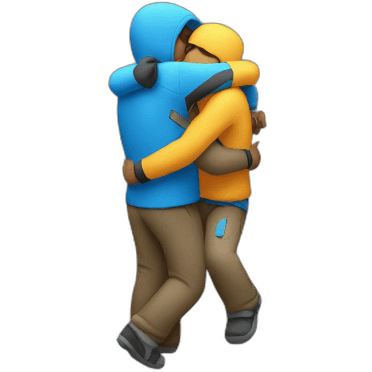 Climbers hugging emoji