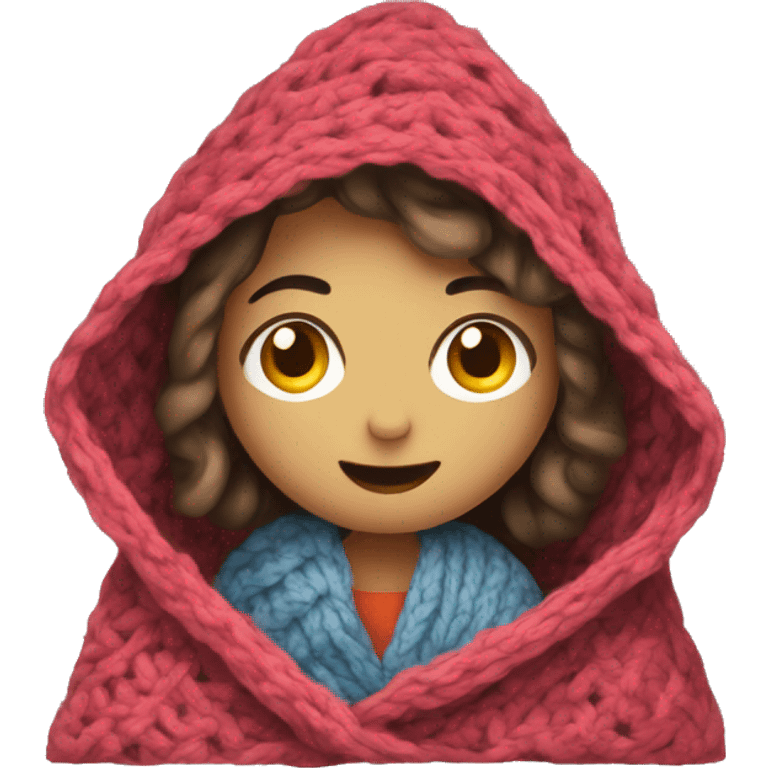 Girl inside a blanket crochetting emoji