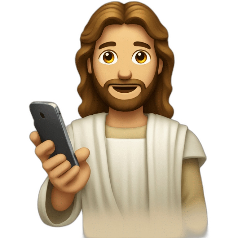 jésus avec un téléphone emoji