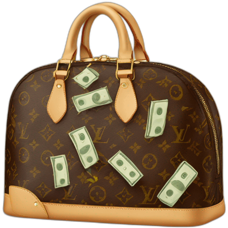 Louis vuitton bag with money emoji