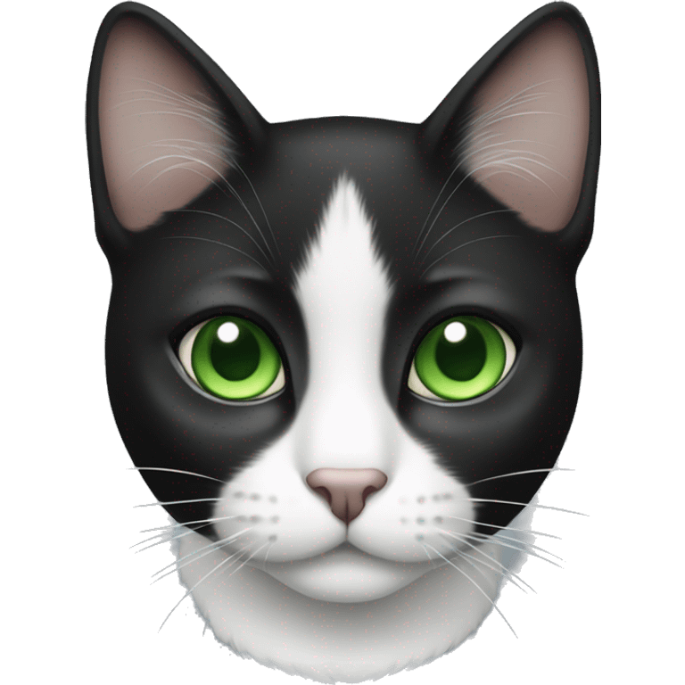 Black and white cat with green eyes  emoji