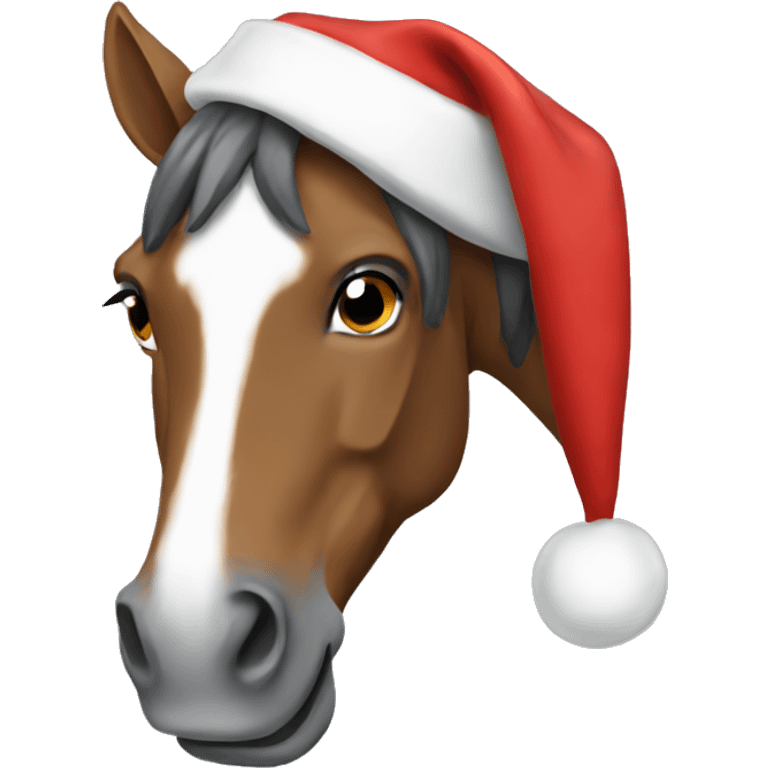 Horse wearing Christmas hat emoji