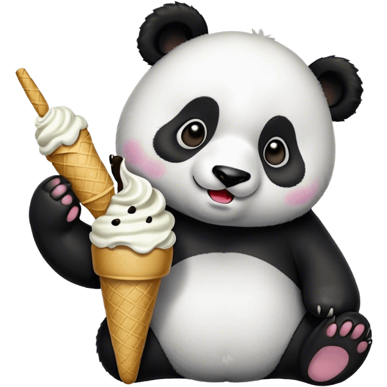 Panda eating ice cream emoji