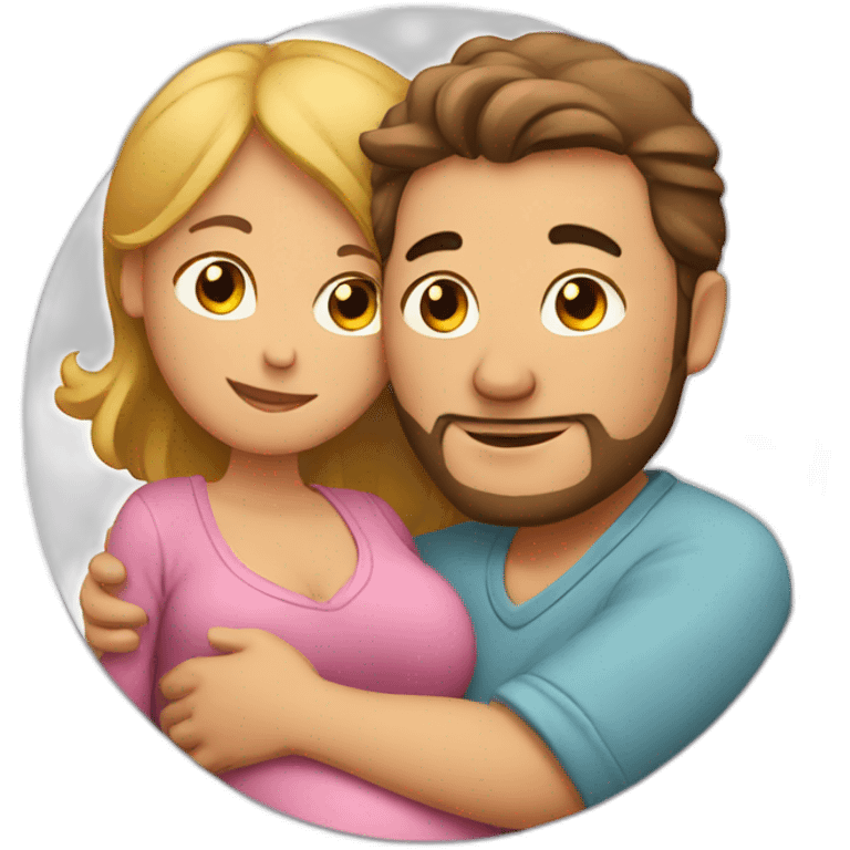 Man hugging pregnant woman emoji