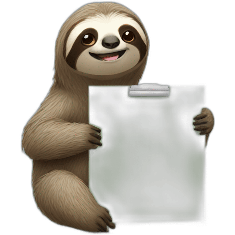 sloth holding white board emoji