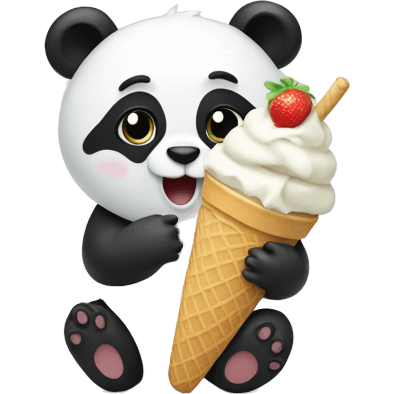 Panda eating ice cream emoji