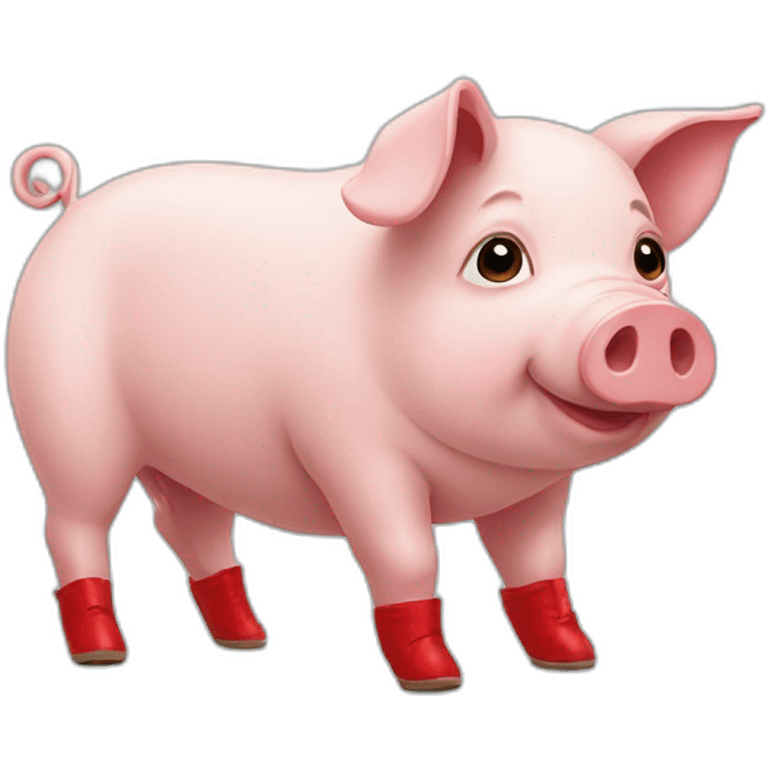 Pig with red shoes emoji