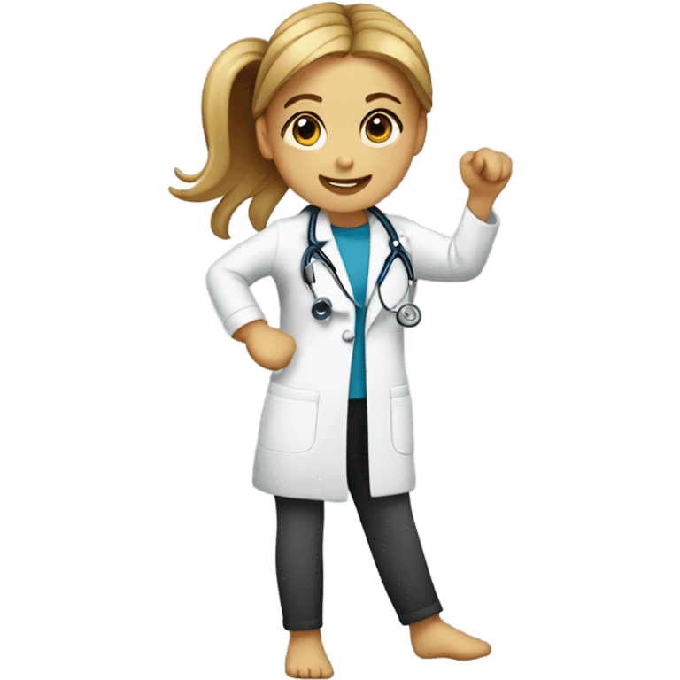 girl wearing a stethoscope while doing a cartwheel emoji