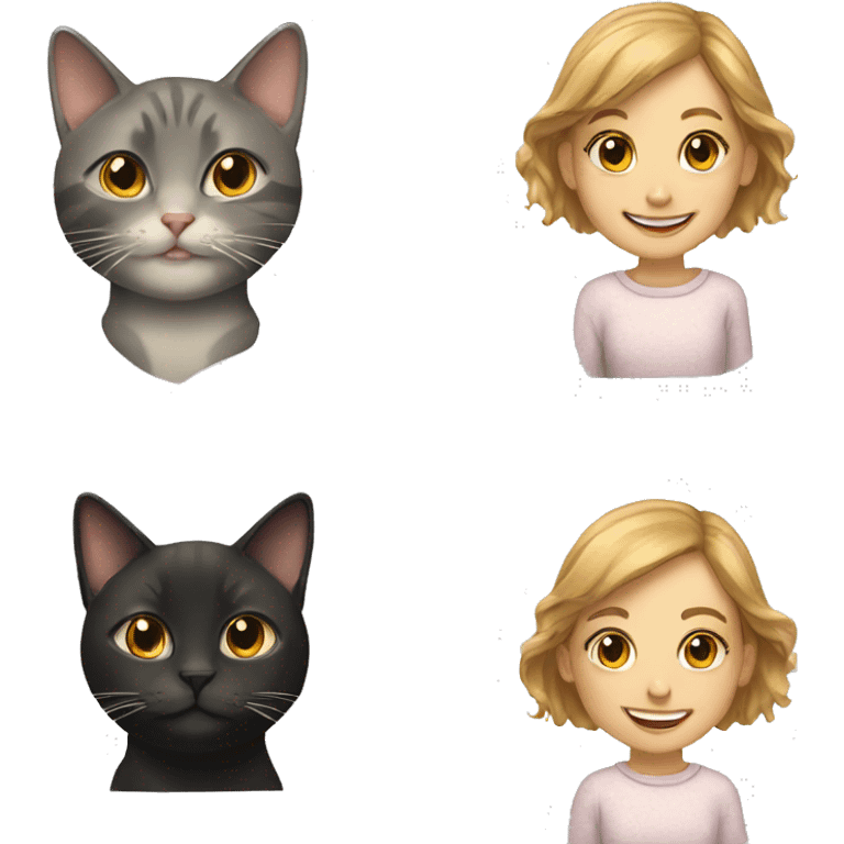 smiling girl with cat portrait emoji