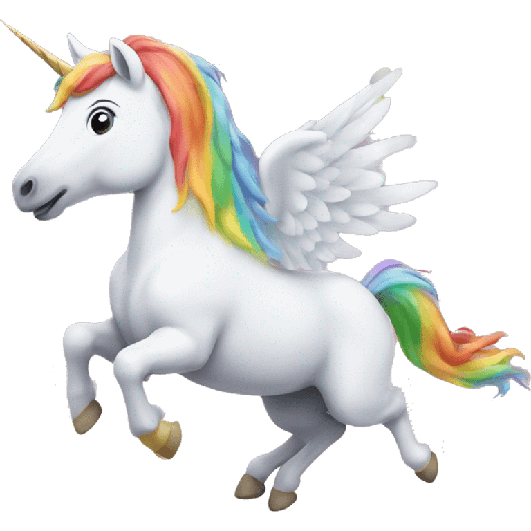 unicorn flies with rainbow emoji