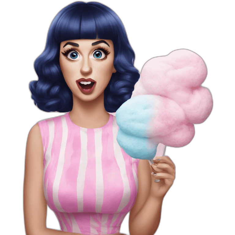 Katy Perry eating cotton candy emoji