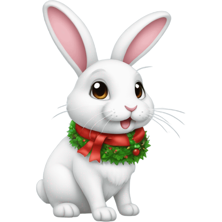 bunny with christmas ha emoji