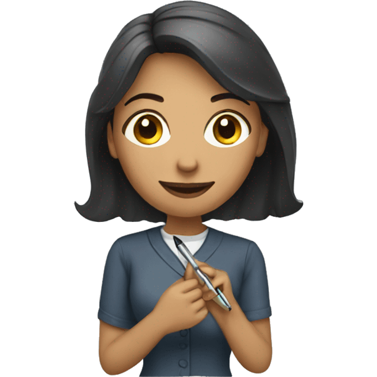 woman holding pen emoji