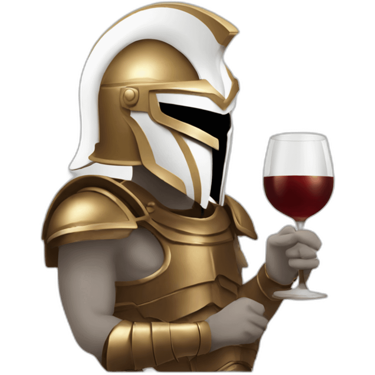 White Spartan drinking wine with bronze armour emoji