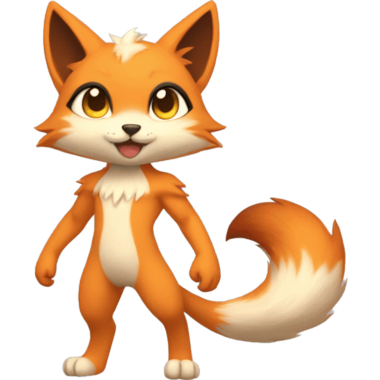 a anthro chibi-style cat-fox-Fakémon-hybrid full body emoji