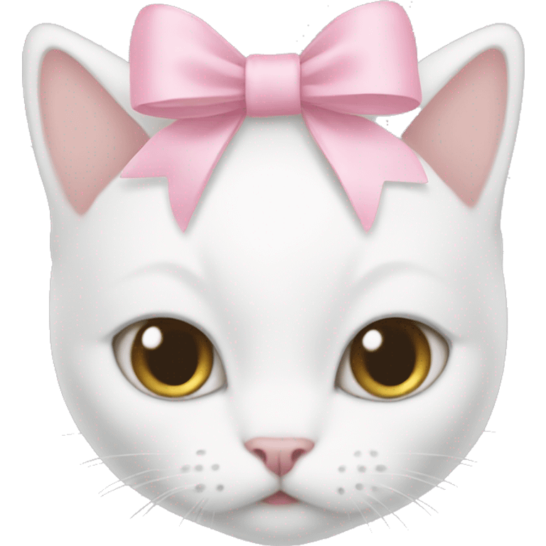 White cat with baby pink bow on head emoji