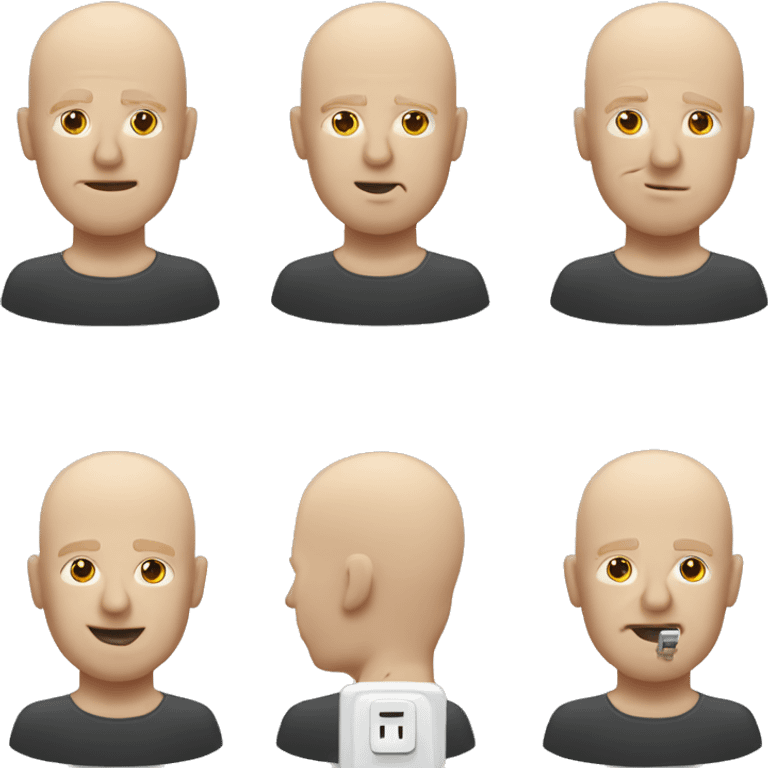 Bald white man with power socket emoji