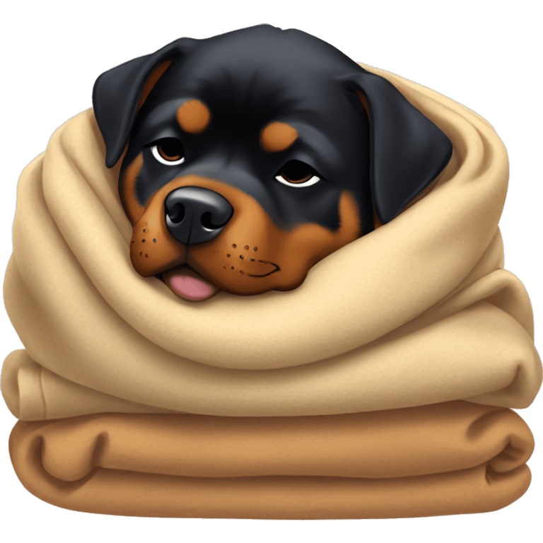 Rottweiler sleeping in blanket emoji