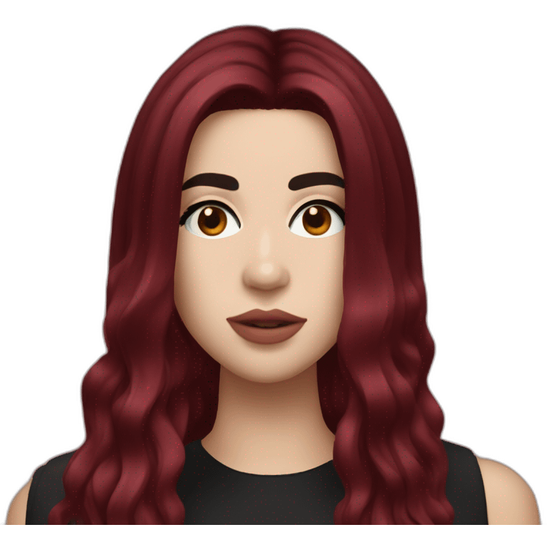 Dua Lipa with dark red hair emoji