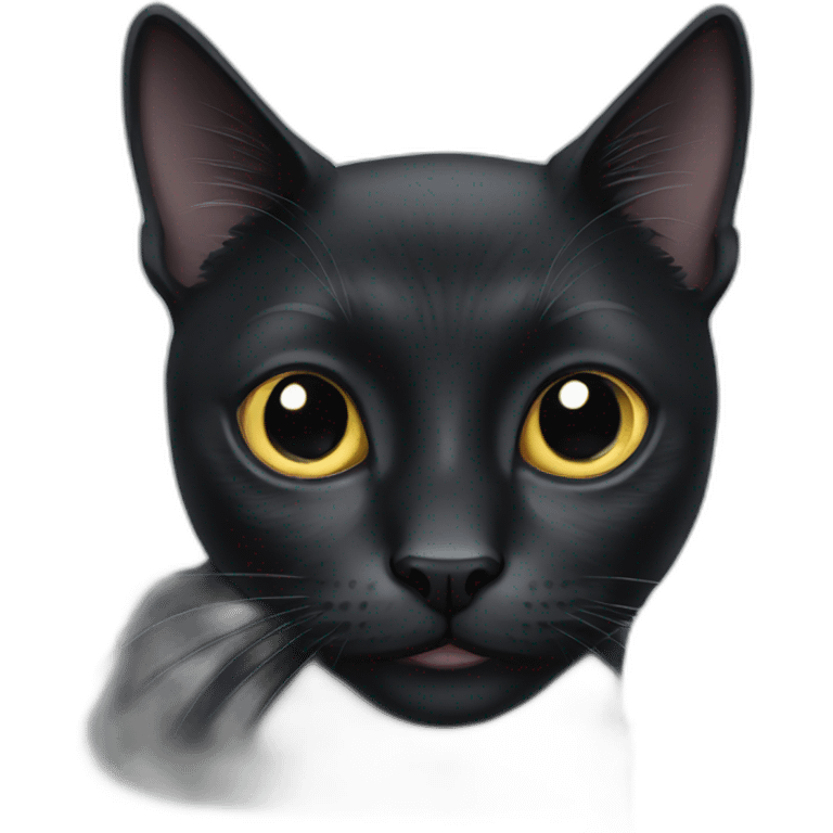 Black cat white empty eyes emoji