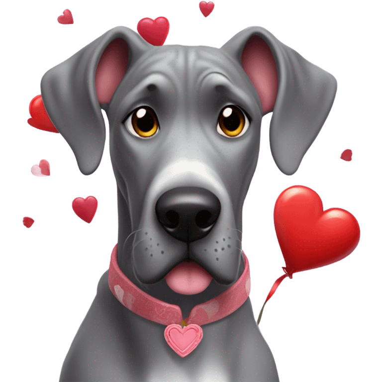 Grey great dane valentines day emoji