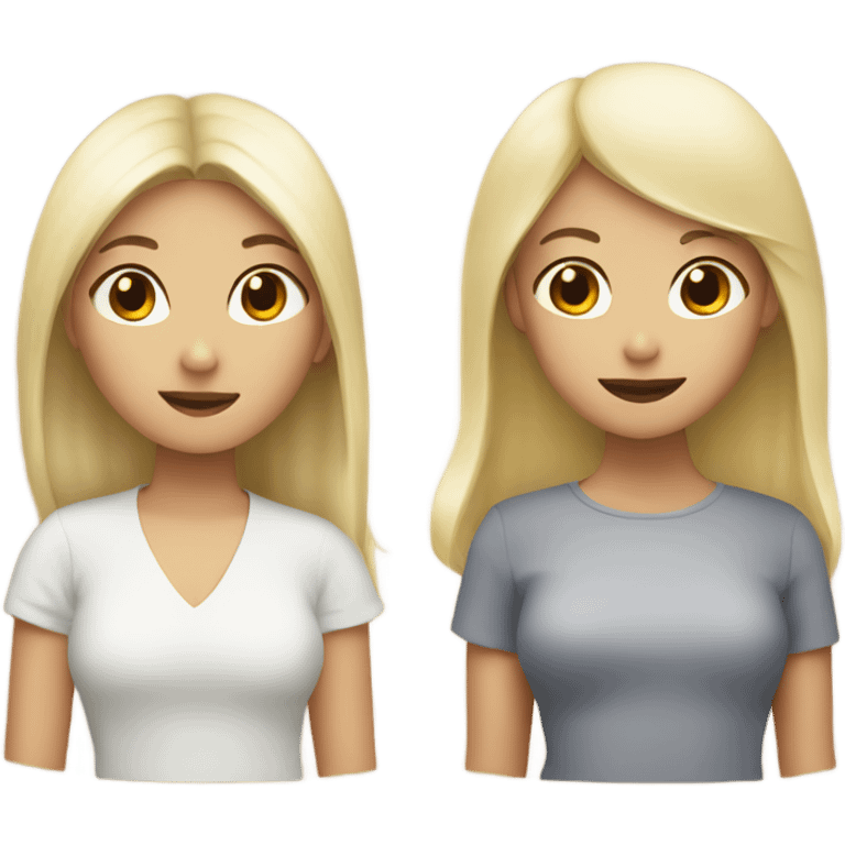 two ASIAN girls with two blonde girls emoji