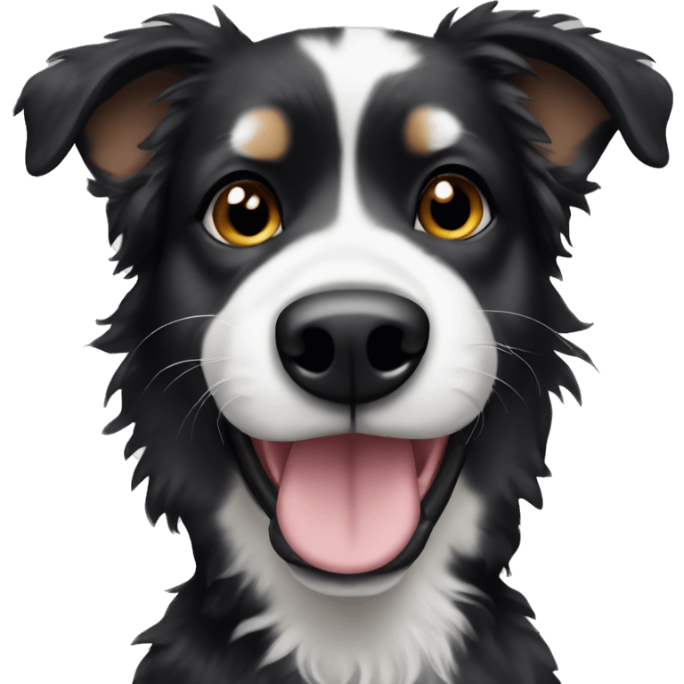 Black fur Aussie dog with white fur spot on head emoji