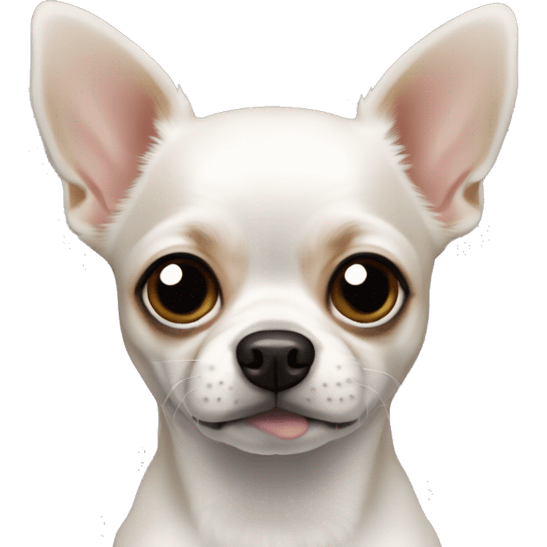 Perro Chihuahua blanco con manchas negras, gordito y  alegre emoji