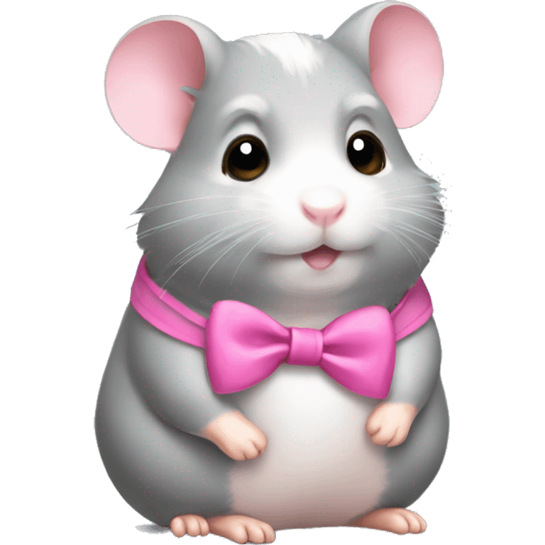 gray hamster wearing pink bow emoji