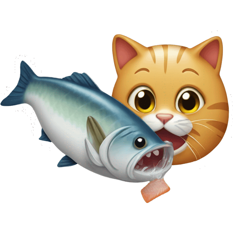 Cat eating fish emoji