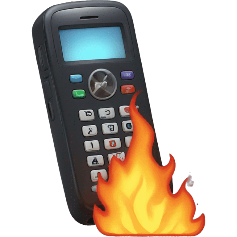 90s flip phone on fire emoji