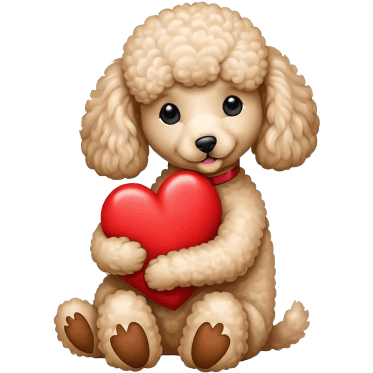 A poodle hugging a red heart  emoji