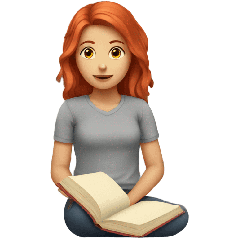 girl with red hair studying emoji