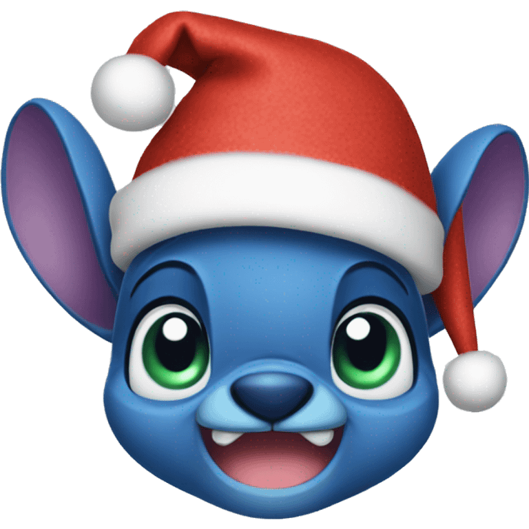 stitch wearing christmas hat emoji