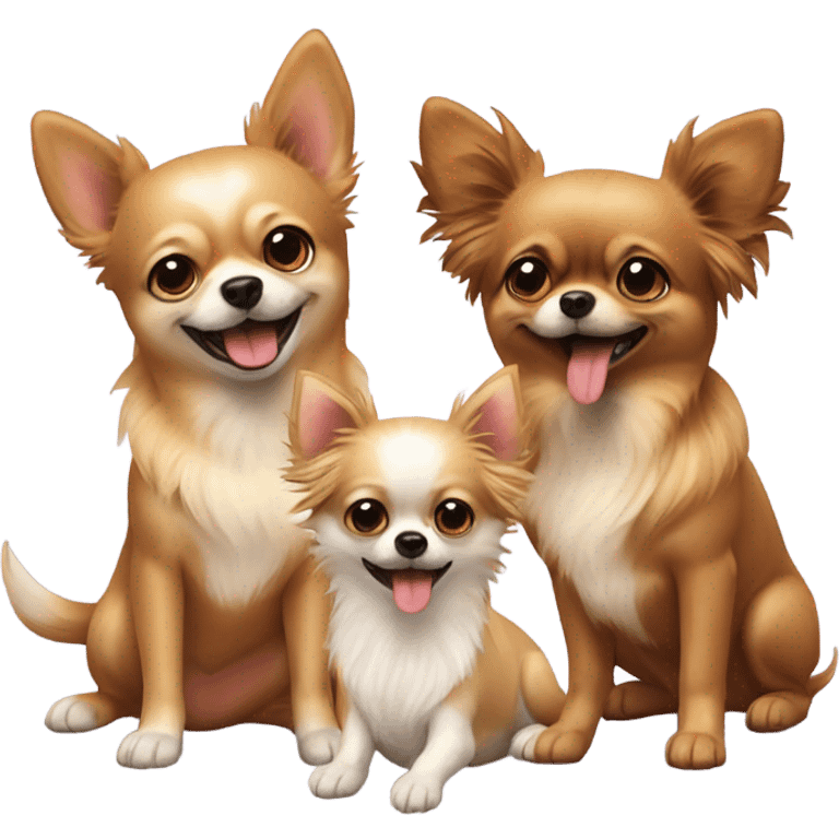 3 dogs playing: 2 chihuhua and 1 pomeranian emoji