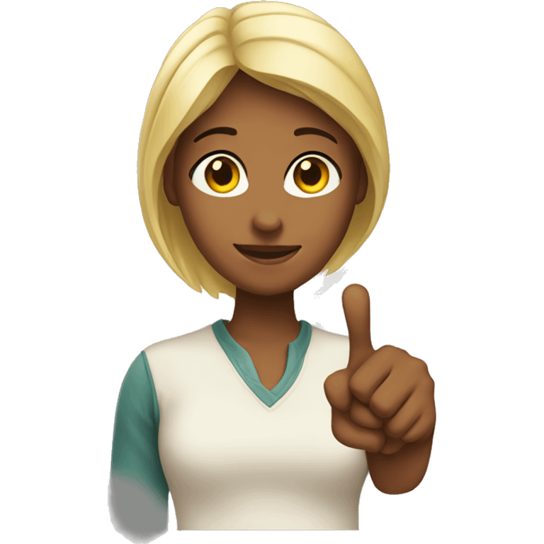 Girl with a thumb for a face emoji