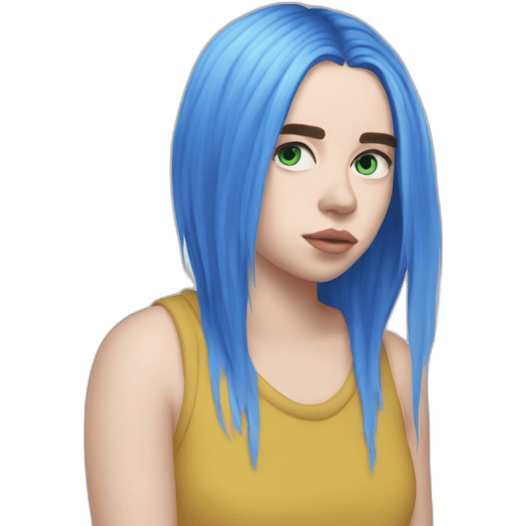 Billie eilish 2017 cheveux bleu emoji