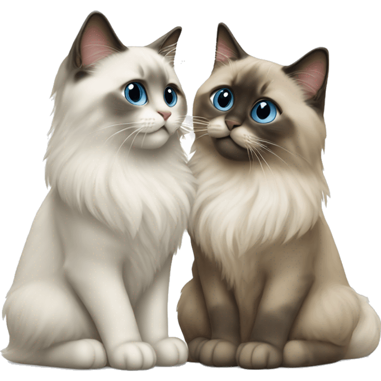 two ragdoll cats kissing emoji