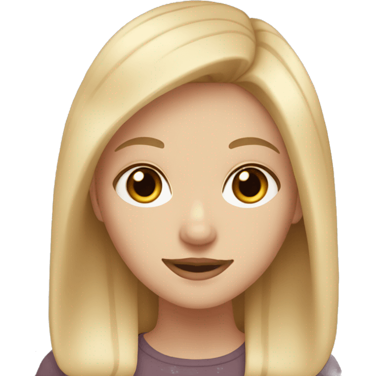 White girl with brown eyes with blond hair emoji